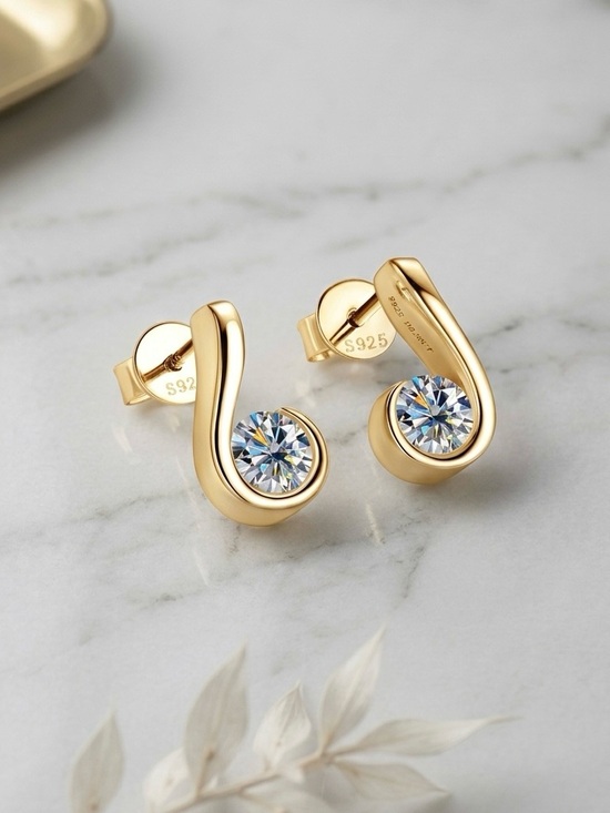 Jewelry - S925 Minimalist Moissanite Music Note Studs Earrings